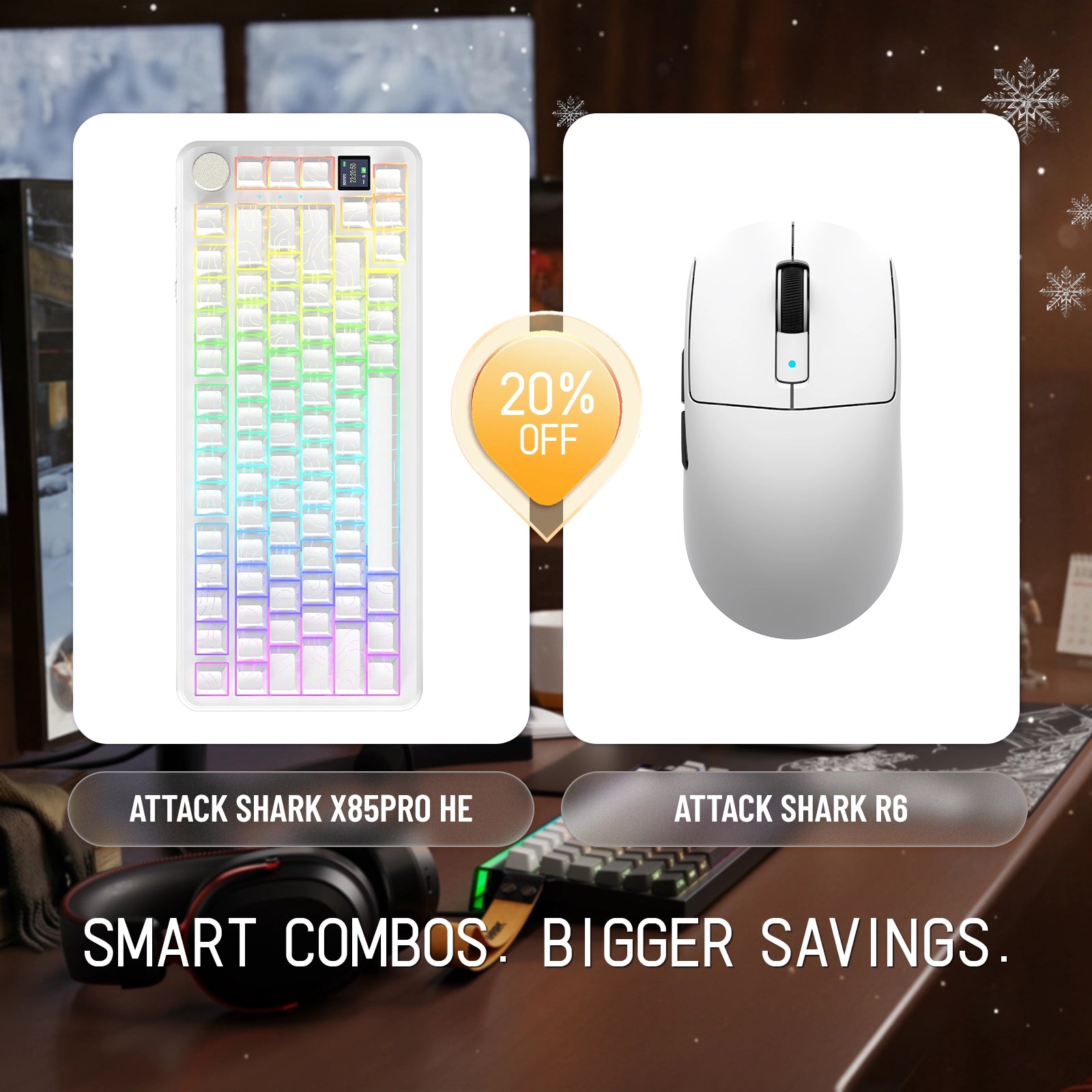 Pack clavier mécanique trimode ATTACK SHARK X85PRO + souris de jeu sans fil R6