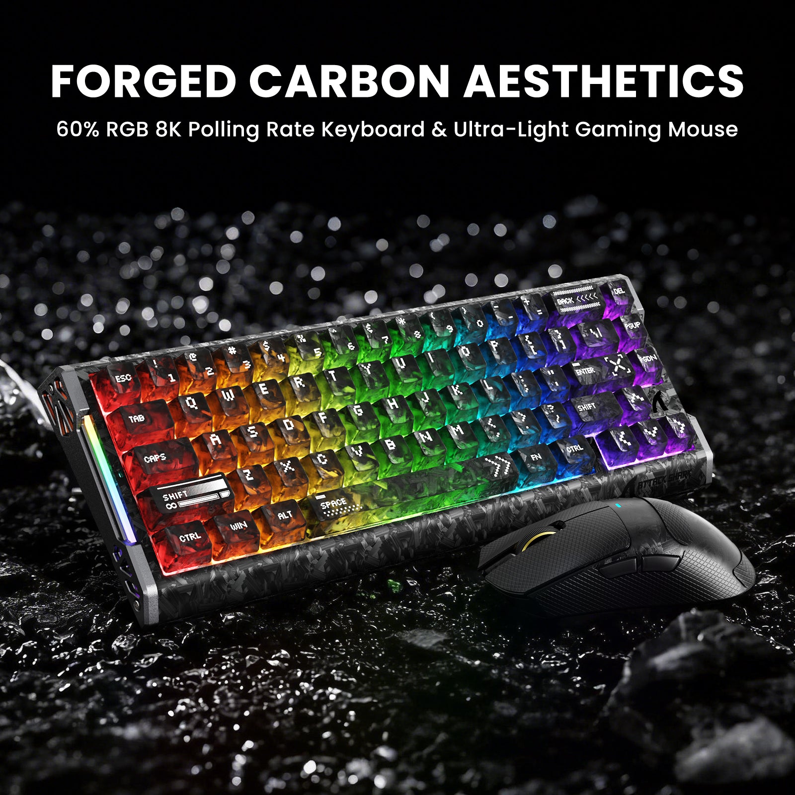 ATTACK SHARK R68 HE & X11 ULTRA Bundle gaming in fibra di carbonio con cavo a spirale C01 ULTRA