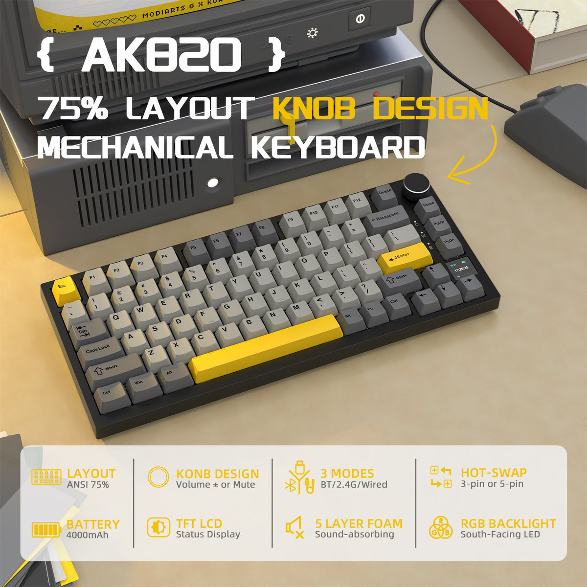 Clavier De Jeu Haut De Gamme AJAZZ AK820 Pro Performances Ultimes clavier-de-jeu-haut-de-gamme-ajazz-ak820-pro-performances-ultimes