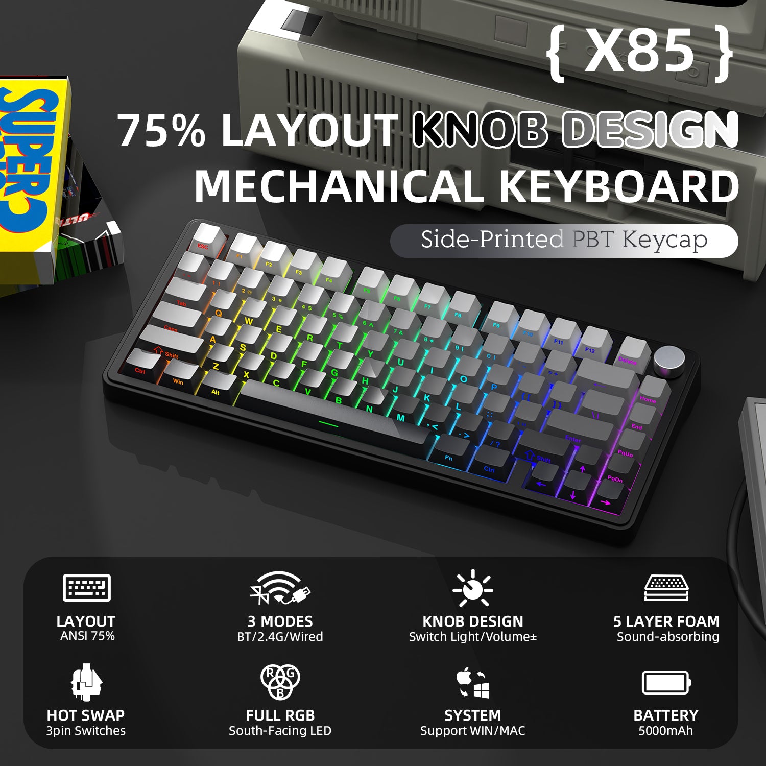ATTACK SHARK X85 Wireless Mechanical Keyboard