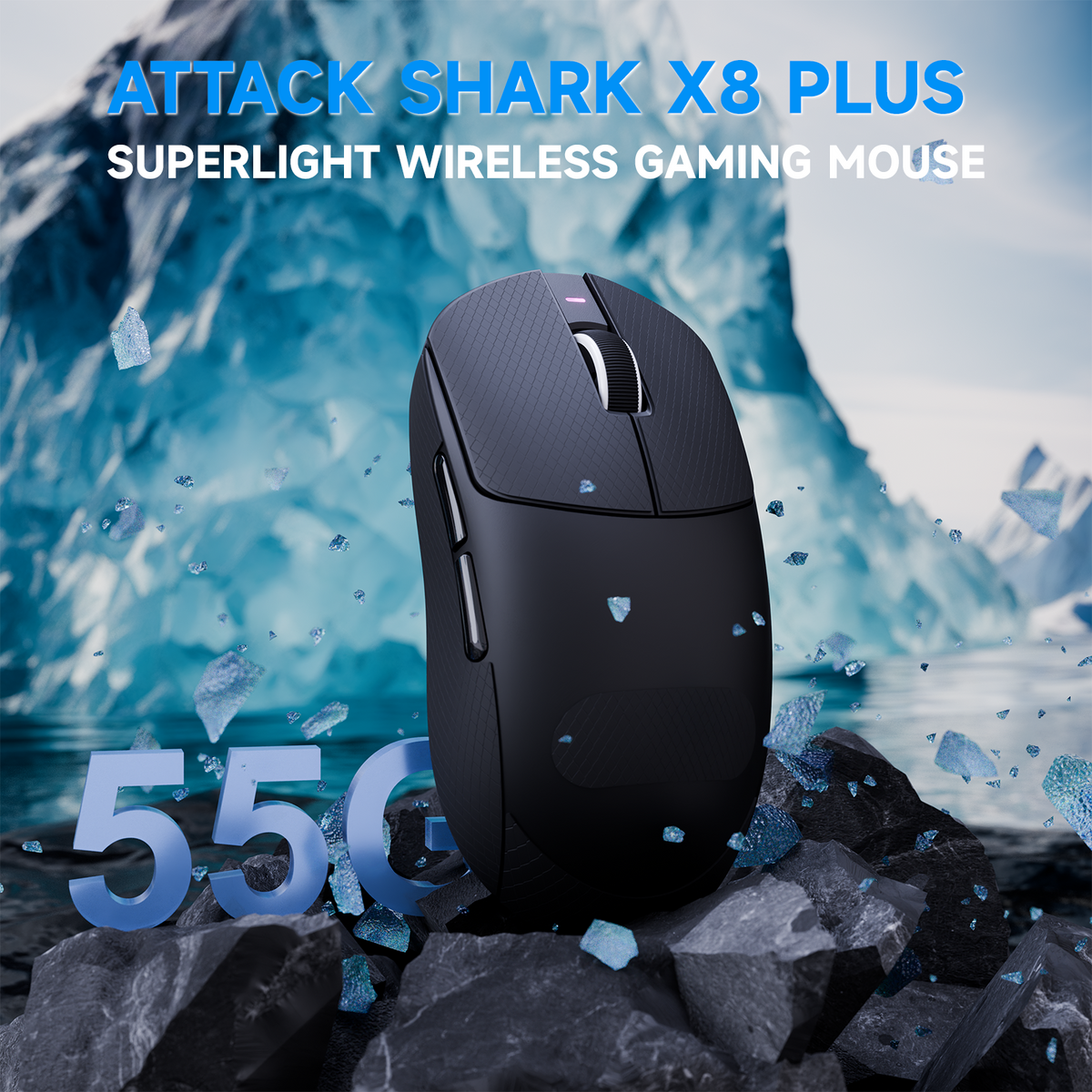 Mouse gamer sem fio de três modos ATTACK SHARK X8 PLUS com cabo C06 ULTRA