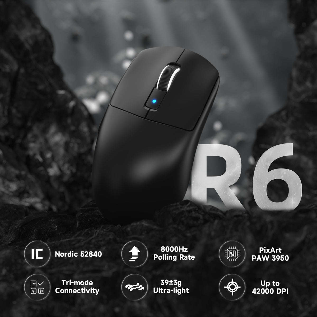 Lightweight R6PRO Wireless Gaming Mouse with 42000 DPI