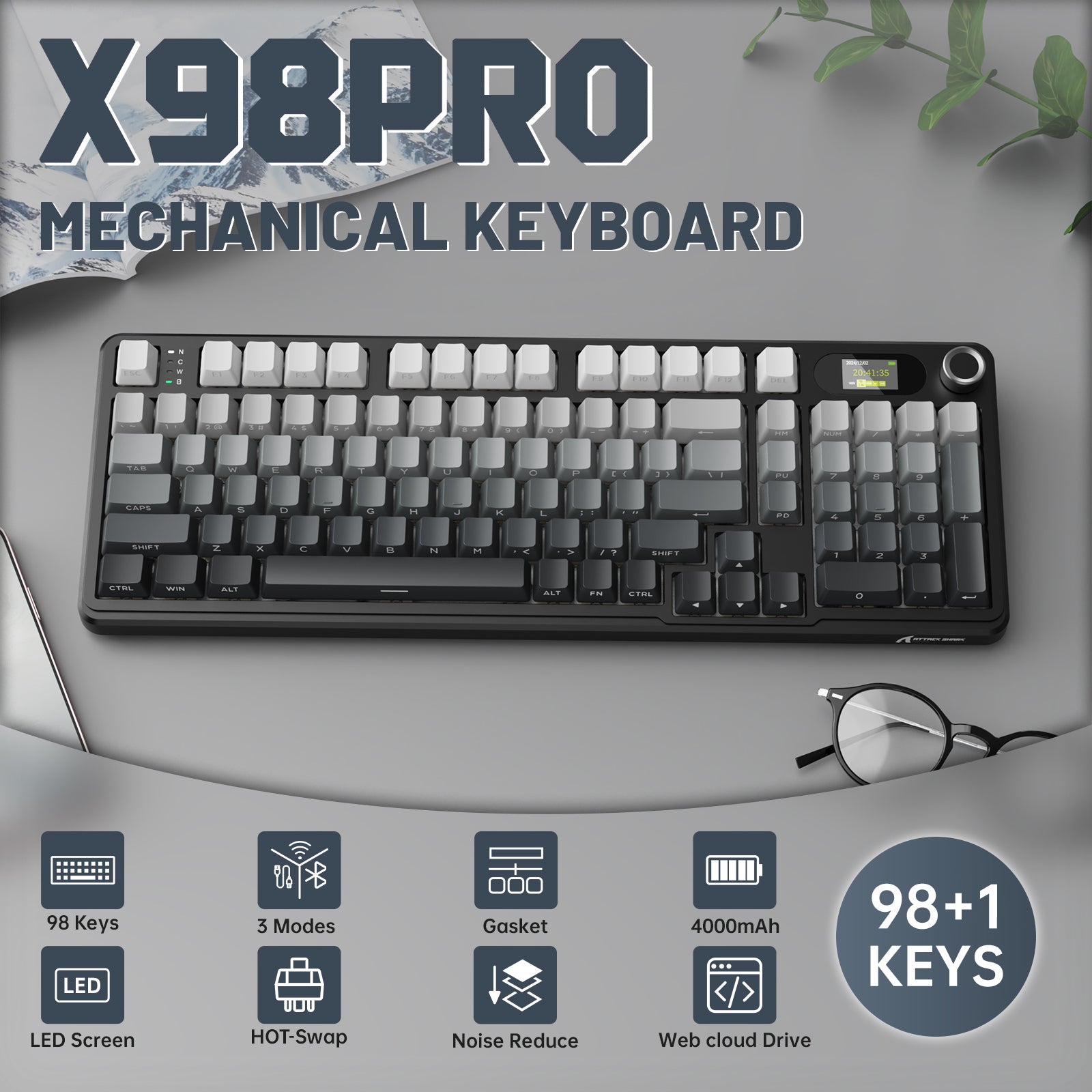 ATTACK SHARK X98PRO Kabellose Gaming-Tastatur