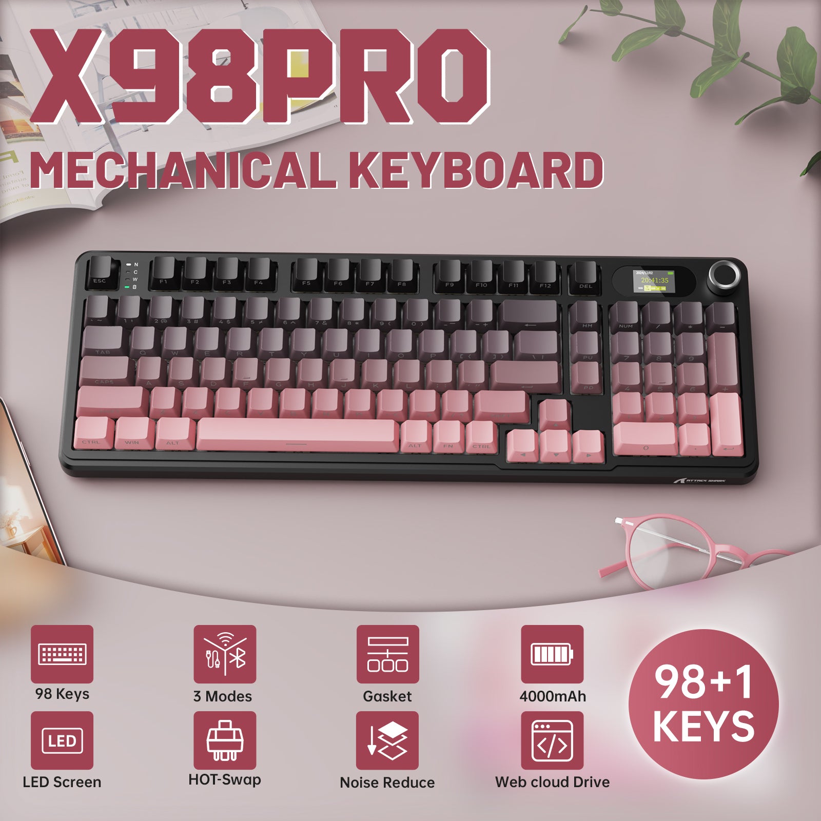 ATTACK SHARK X98PRO Kabellose Gaming-Tastatur