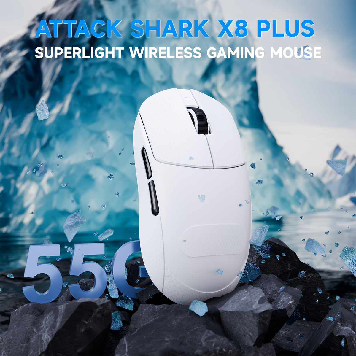 Mouse gamer sem fio de três modos ATTACK SHARK X8 PLUS com cabo C06 ULTRA
