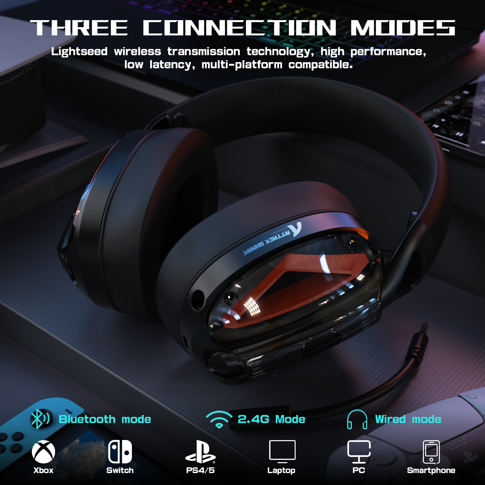 ATTACK SHARK L60 Ultra-Light Tri-Mode Gaming Headset
