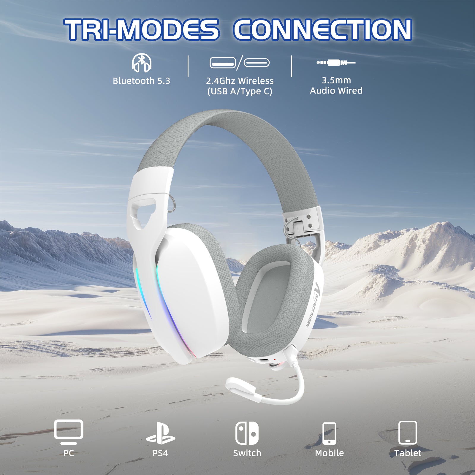 ATTACK SHARK L90 Flodable RGB Ultra-Light Tri-Mode Gaming Headset