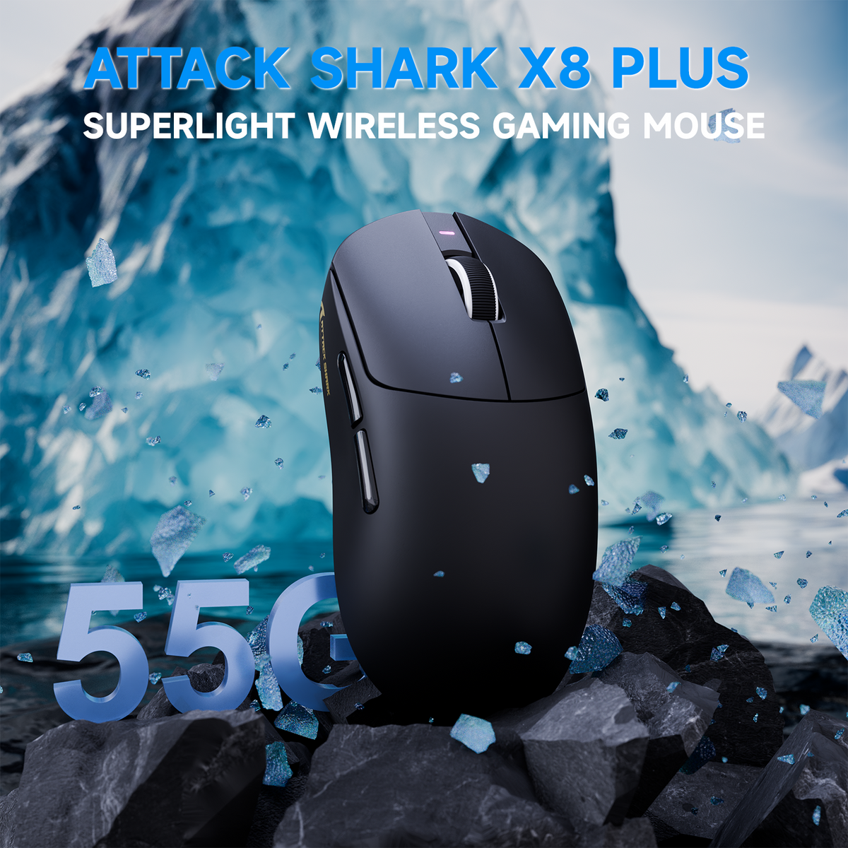Mouse gamer sem fio de três modos ATTACK SHARK X8 PLUS com cabo C06 ULTRA