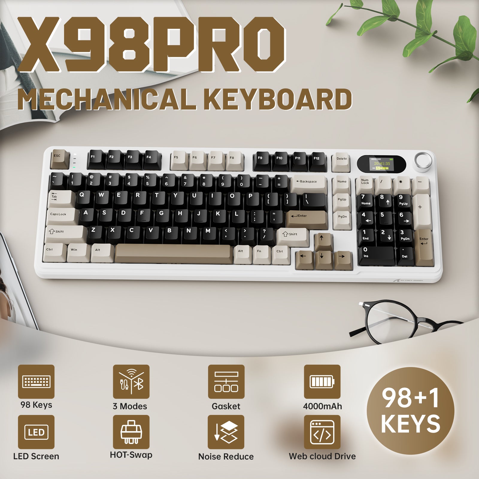 ATTACK SHARK X98PRO Kabellose Gaming-Tastatur