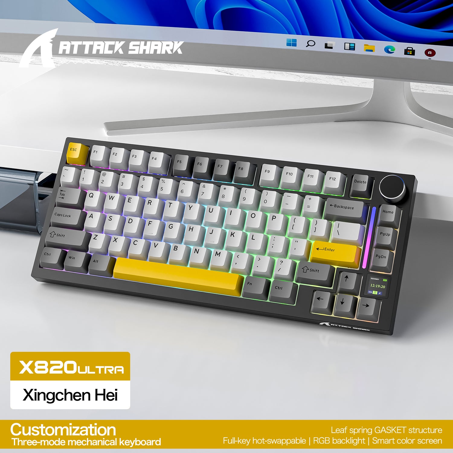 ATTACK SHARK X820Ultra Tri-mode Gasket Mechanical Keyboard
