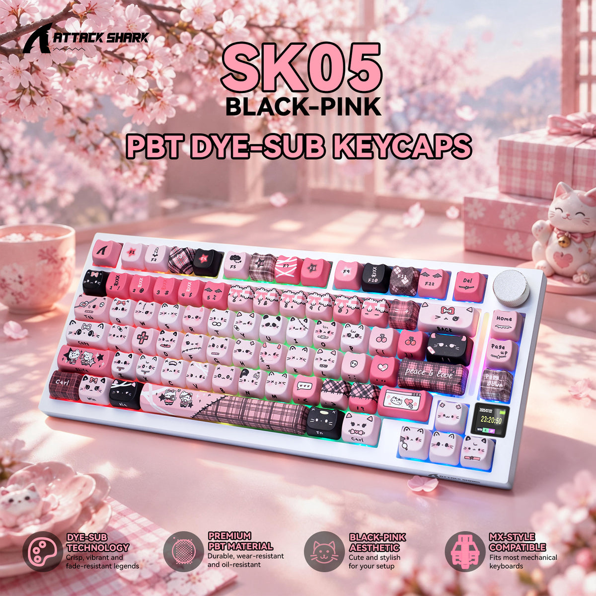 ATTACK SHARK SK05 118/119 Keys PBT Keycaps, MOA, ANSI