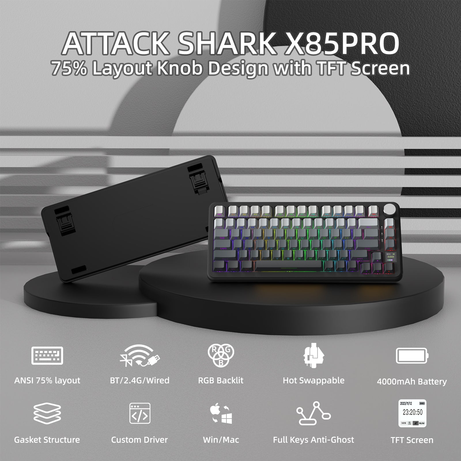 ATTACK SHARK X85PRO Tri-mode Gasket Mechanical Keyboard