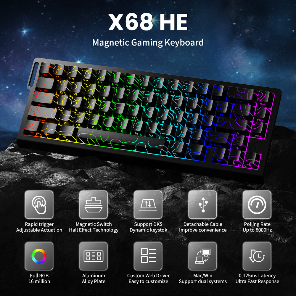 X68 HE Magnetic Keyboard With C01PRO Cable X68 he magnetic keyboard with c01pro cable