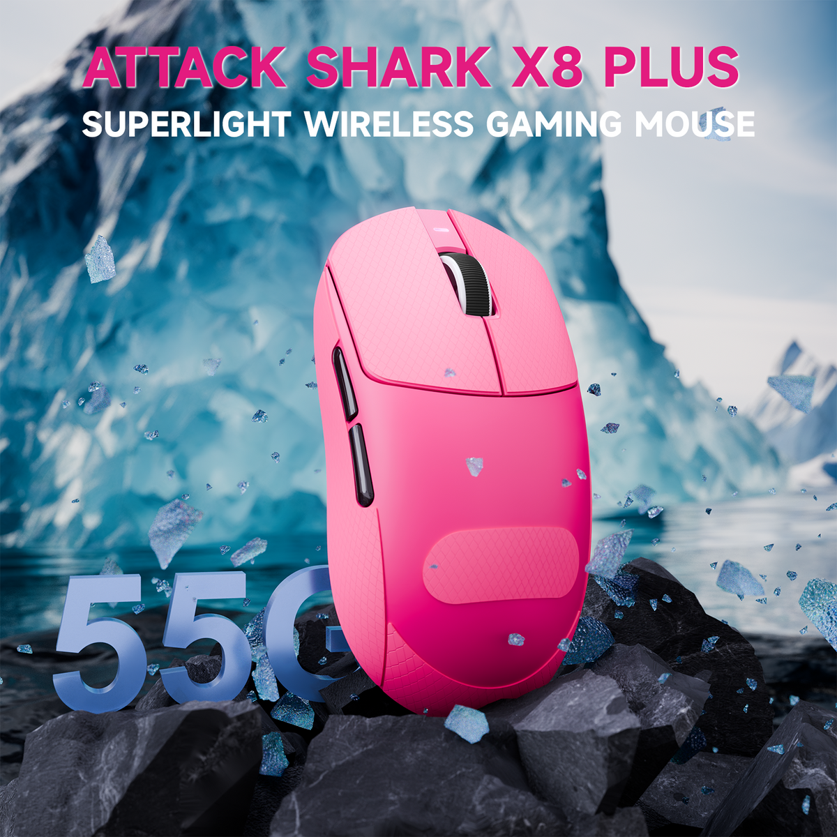 Mouse gamer sem fio de três modos ATTACK SHARK X8 PLUS com cabo C06 ULTRA