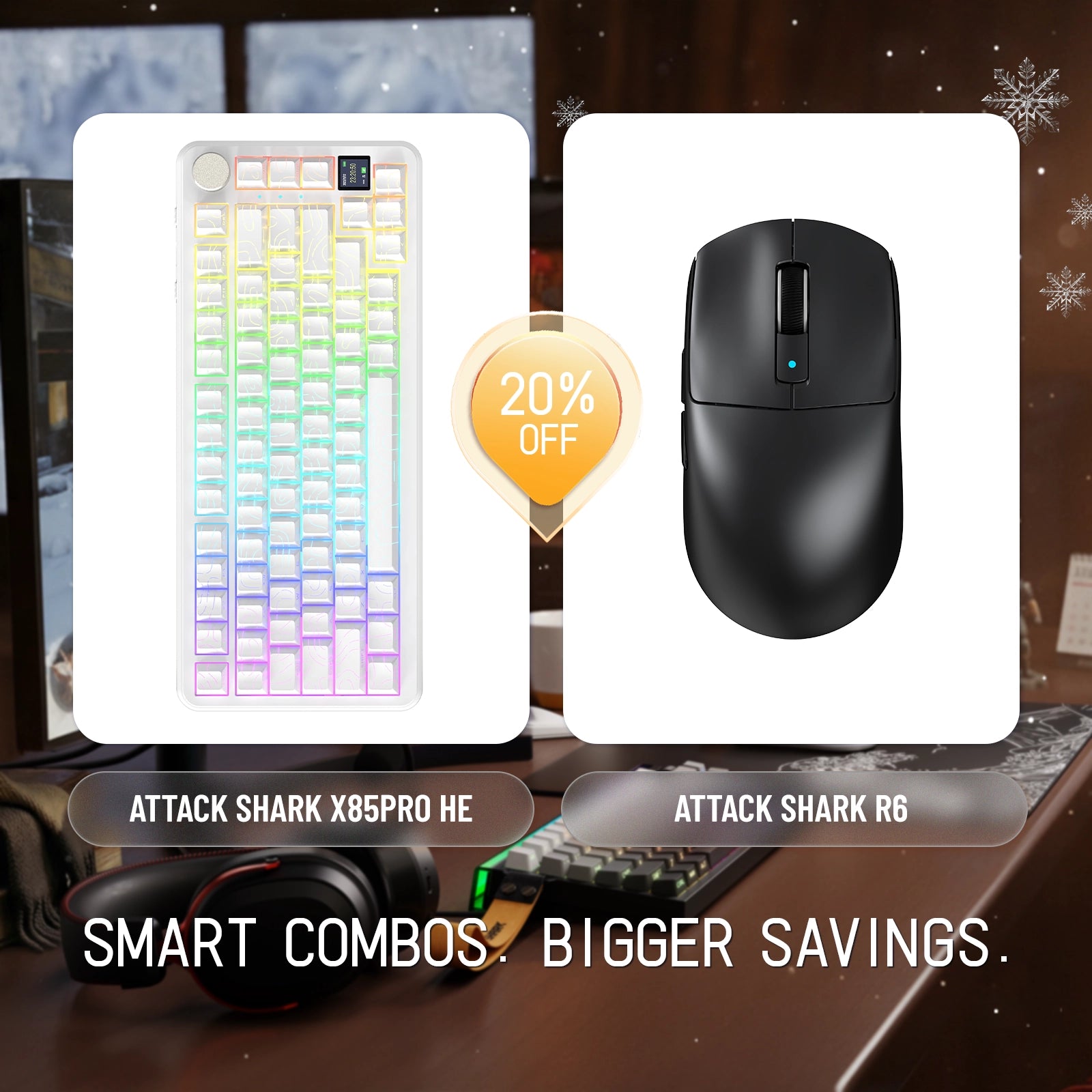 Pack clavier mécanique trimode ATTACK SHARK X85PRO + souris de jeu sans fil R6