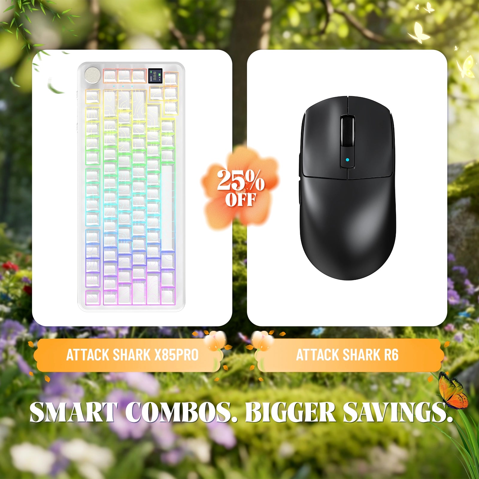 ATTACK SHARK X85PRO Tri-Mode Gasket Mechanische Tastatur + R6 Kabellose Gaming-Maus im Bundle