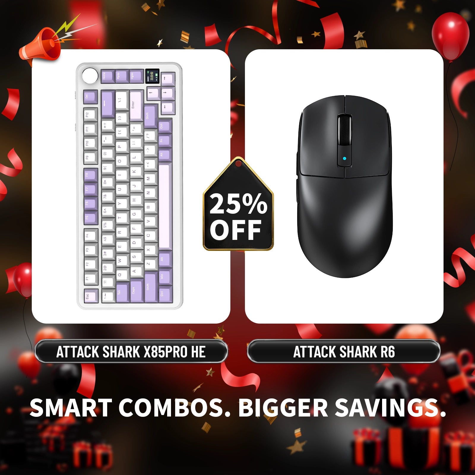 ATTACK SHARK X85PRO Tri-mode Gasket Mechanical Keyboard + R6 Wireless Gaming Mouse Bundle