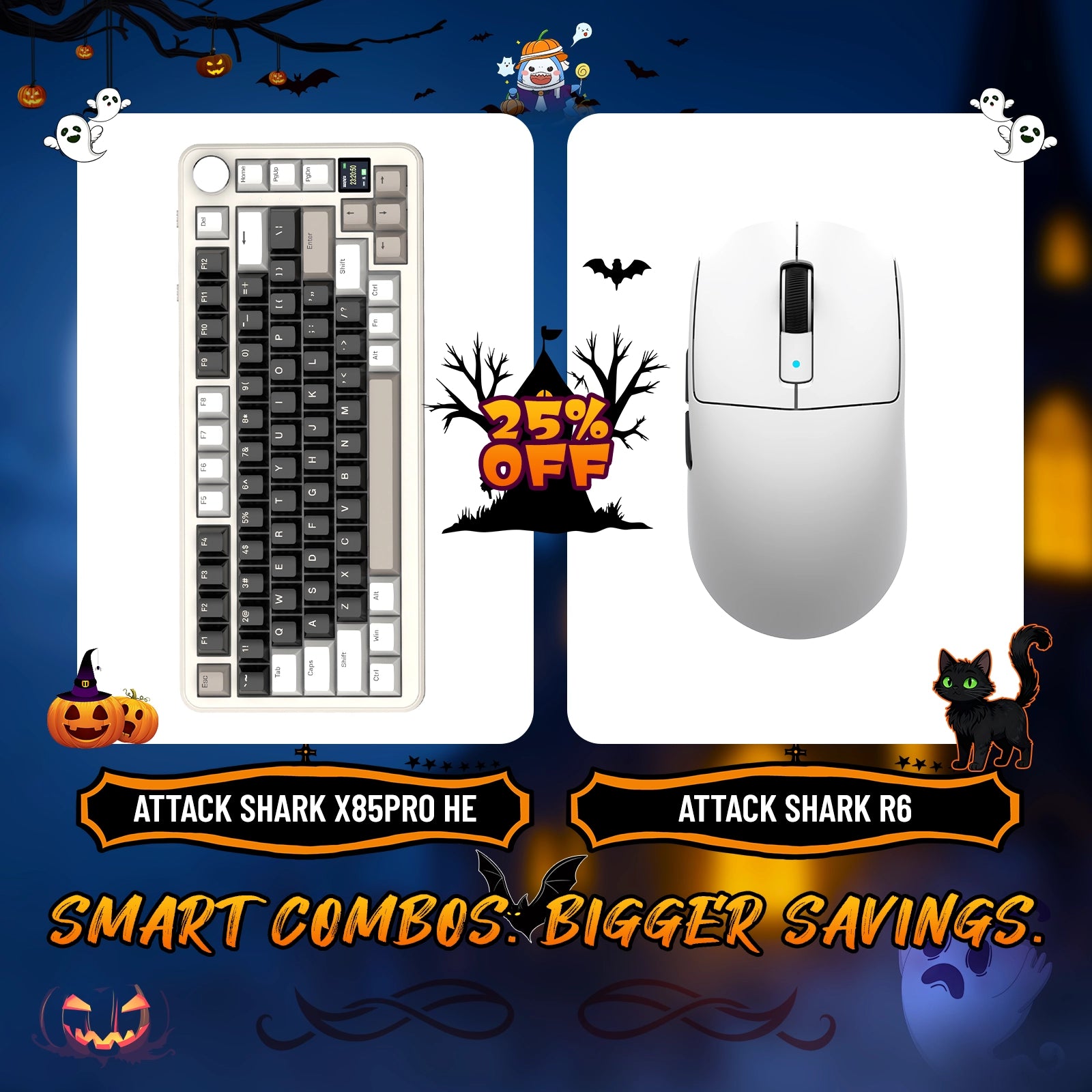 ATTACK SHARK X85PRO Tri-Mode Gasket Mechanische Tastatur + R6 Kabellose Gaming-Maus im Bundle