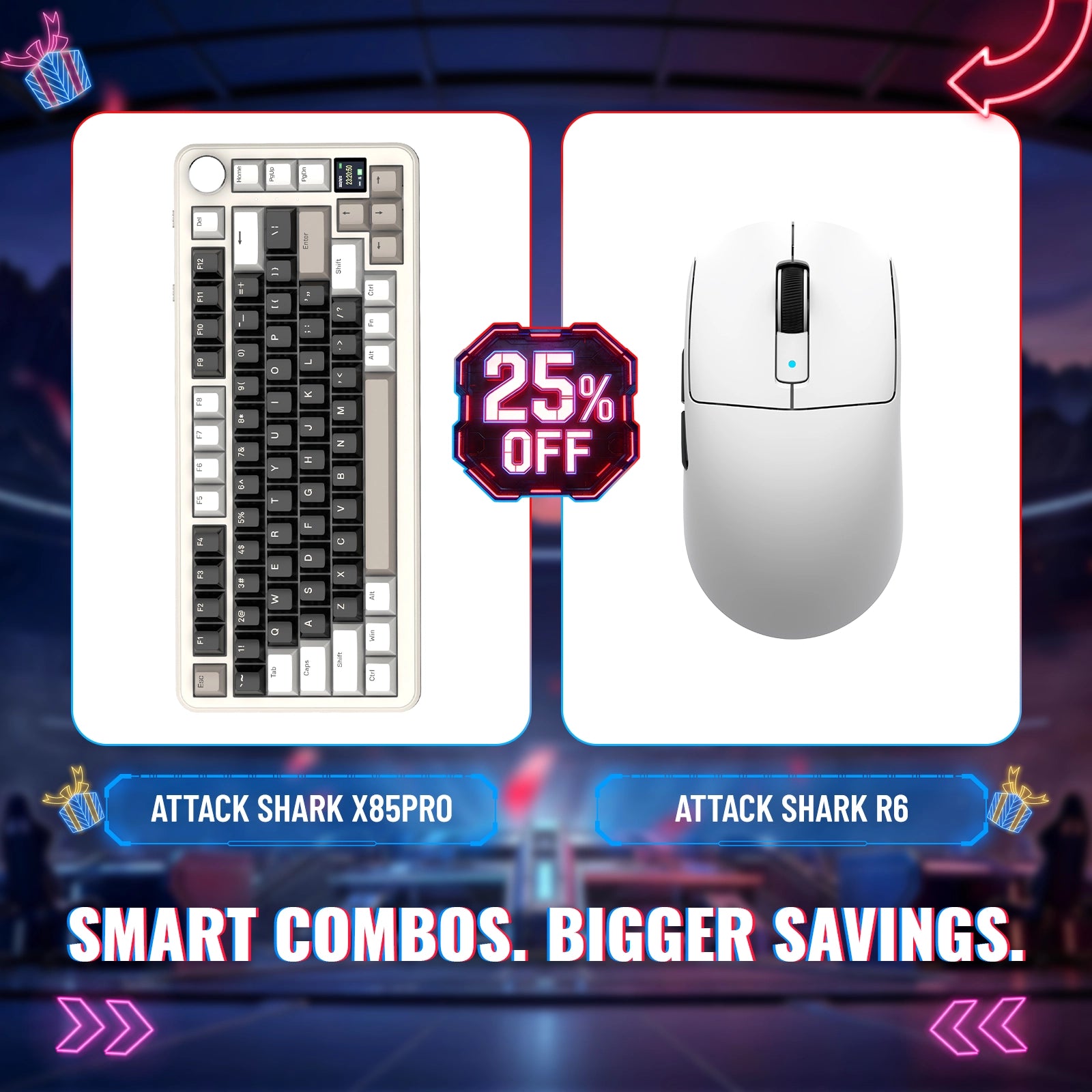 ATTACK SHARK X85PRO Tri-mode Gasket Mechanical Keyboard + R6 Wireless Gaming Mouse Bundle