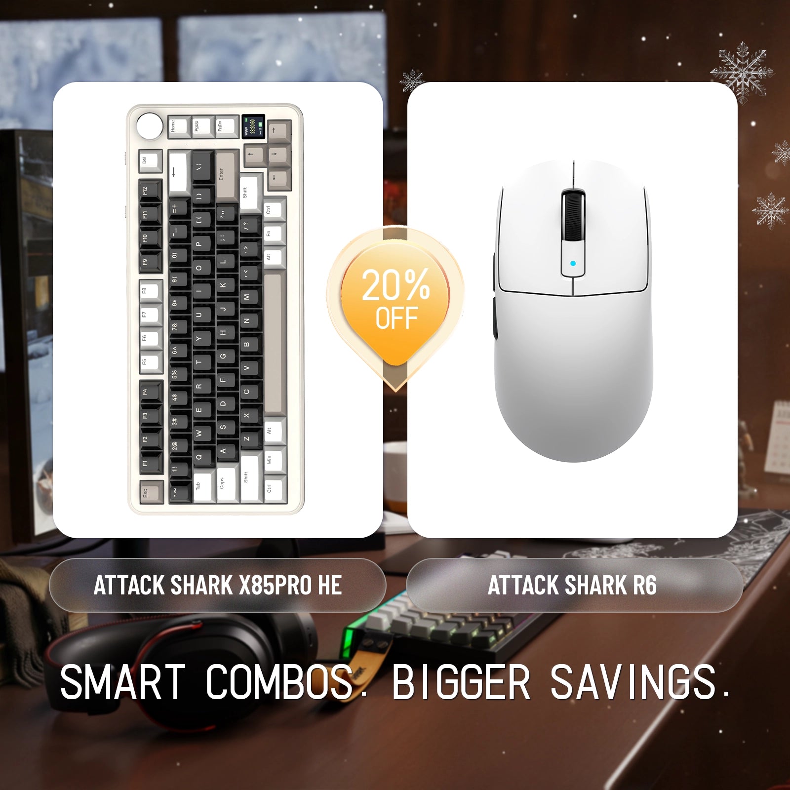 Pack clavier mécanique trimode ATTACK SHARK X85PRO + souris de jeu sans fil R6
