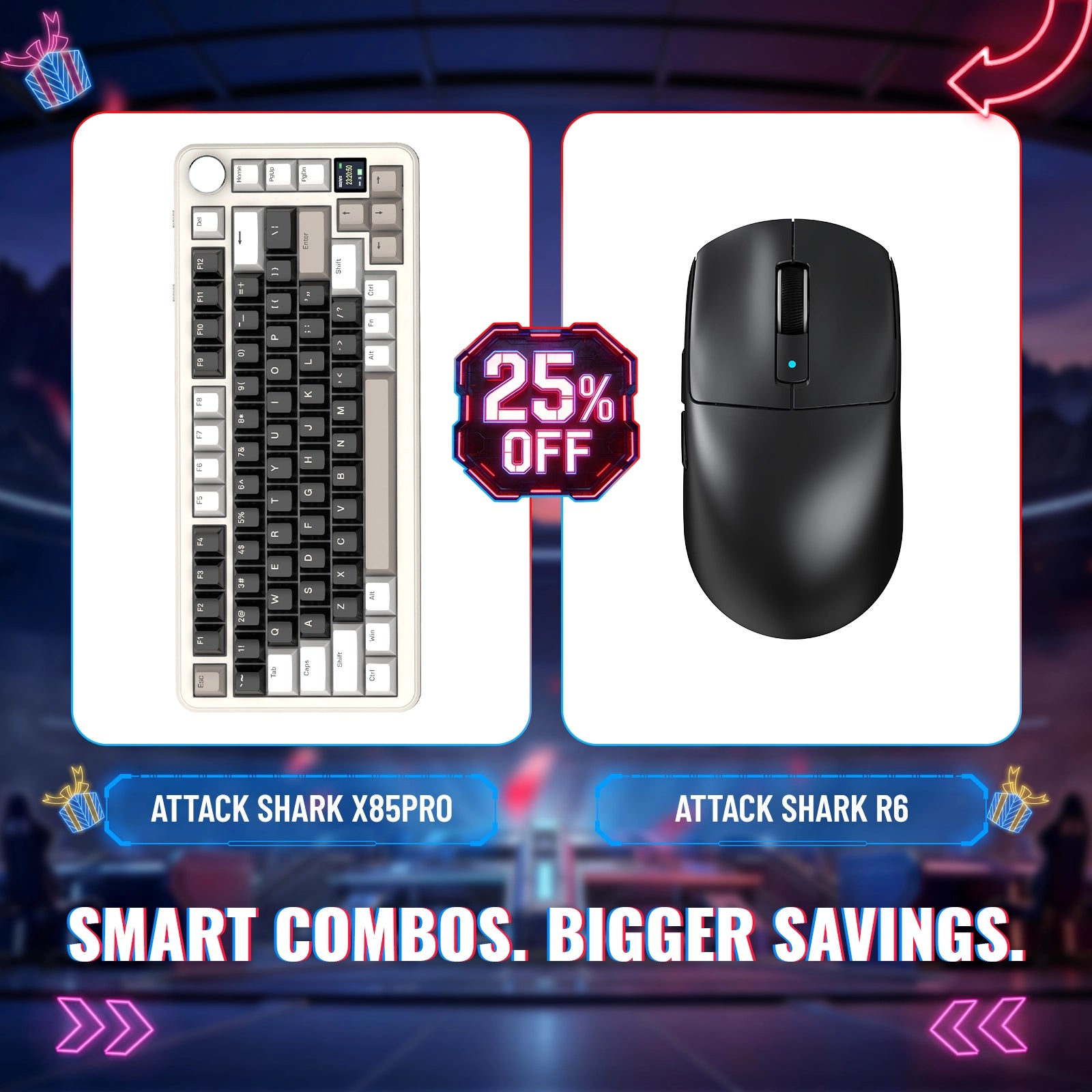 ATTACK SHARK X85PRO Tri-mode Gasket Mechanical Keyboard + R6 Wireless Gaming Mouse Bundle