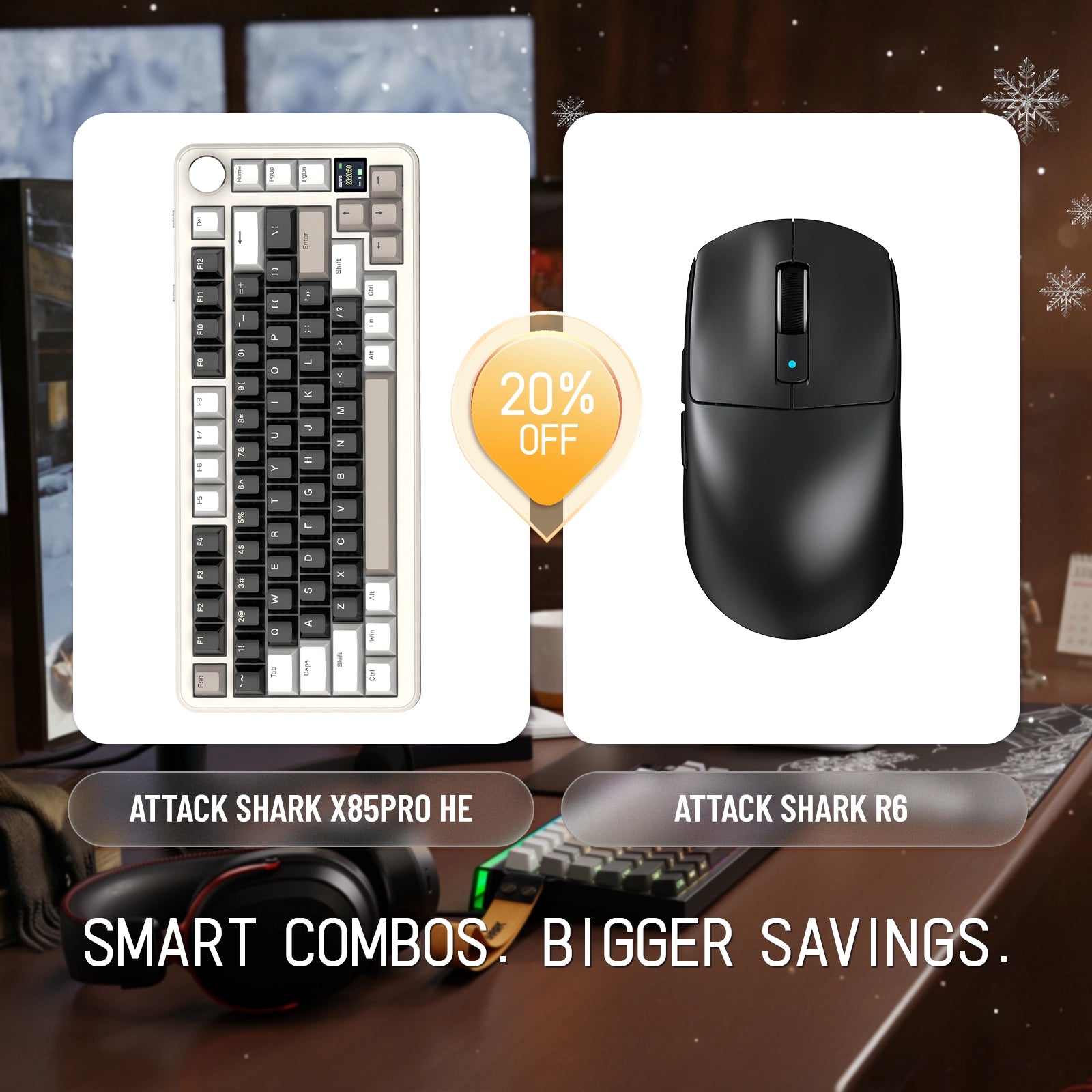 Pack clavier mécanique trimode ATTACK SHARK X85PRO + souris de jeu sans fil R6