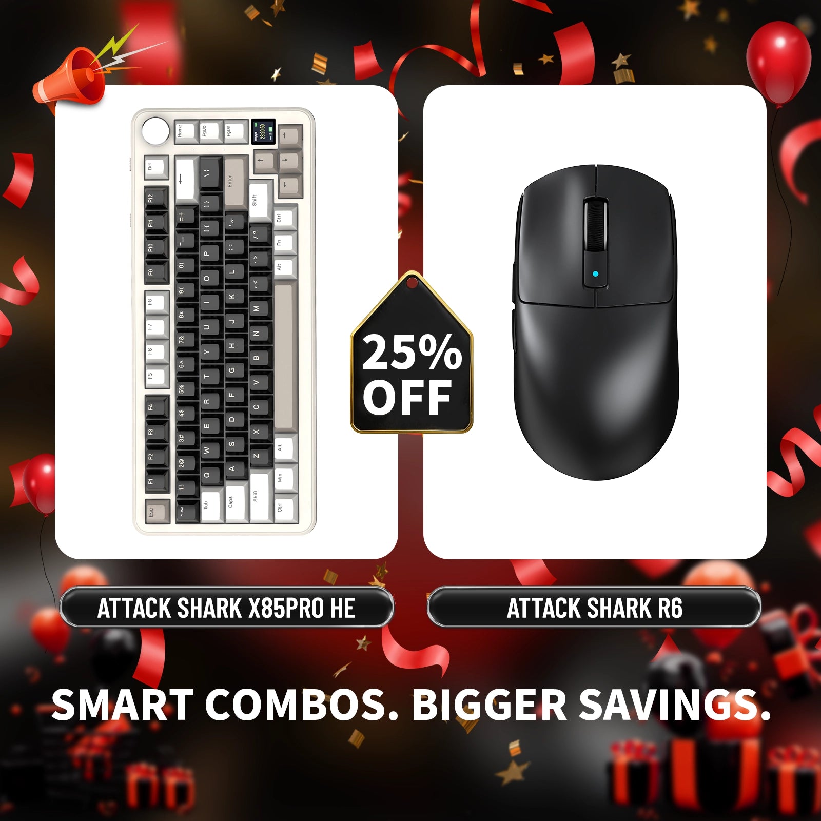 ATTACK SHARK X85PRO Tri-mode Gasket Mechanical Keyboard + R6 Wireless Gaming Mouse Bundle