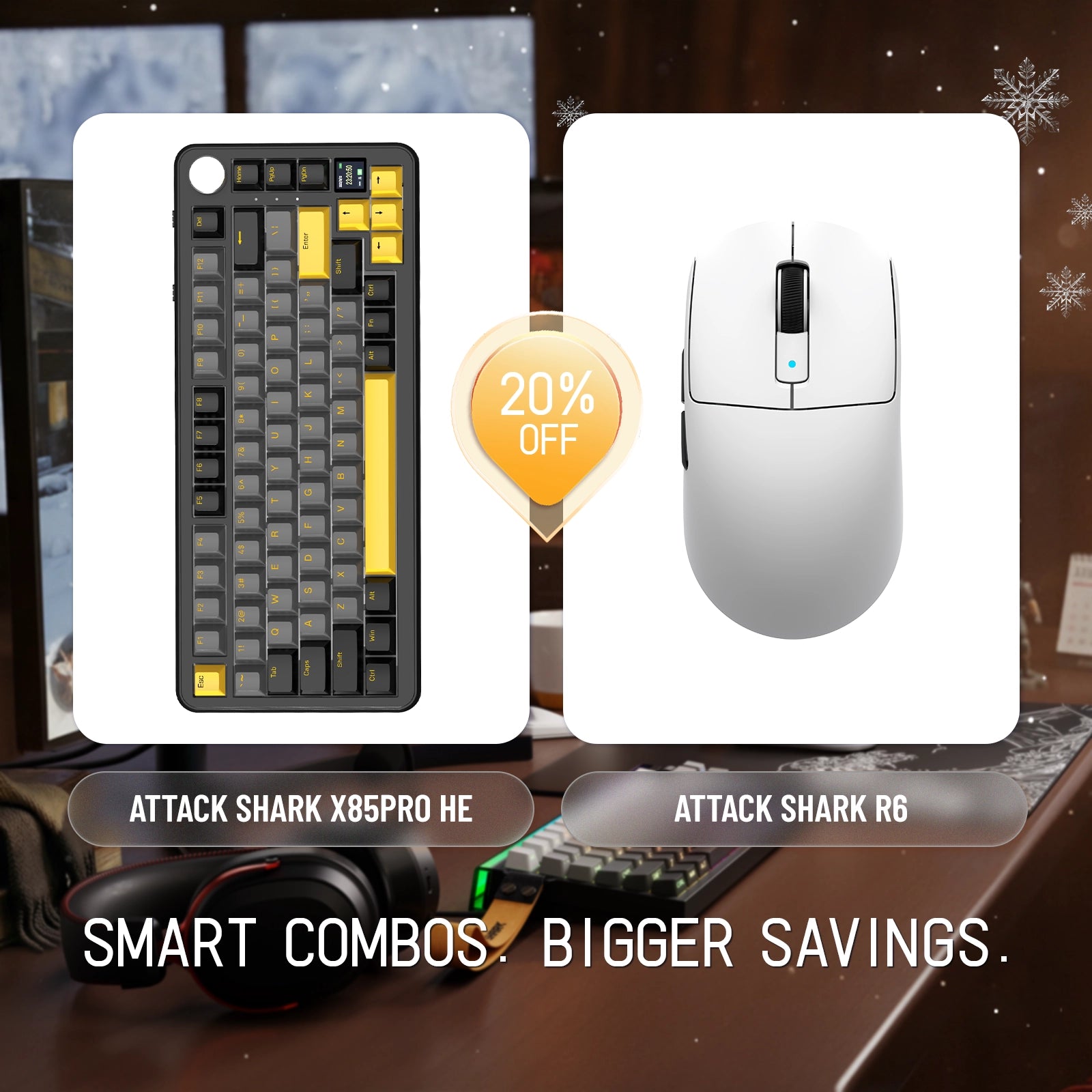 Pack clavier mécanique trimode ATTACK SHARK X85PRO + souris de jeu sans fil R6