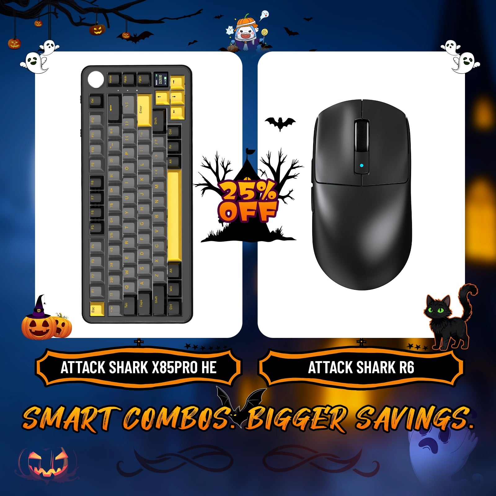 ATTACK SHARK X85PRO Tri-Mode Gasket Mechanische Tastatur + R6 Kabellose Gaming-Maus im Bundle