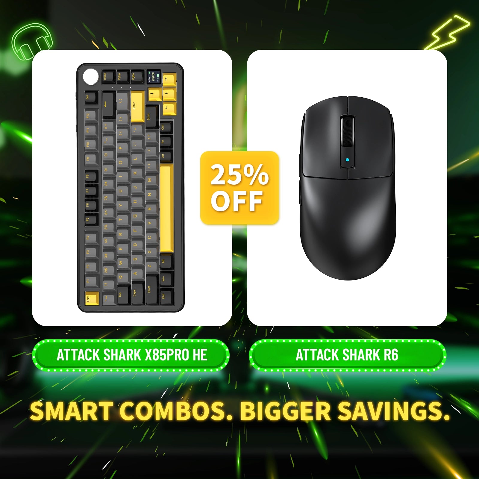 ATTACK SHARK X85PRO Tri-mode Gasket Mechanical Keyboard + R6 Wireless Gaming Mouse Bundle
