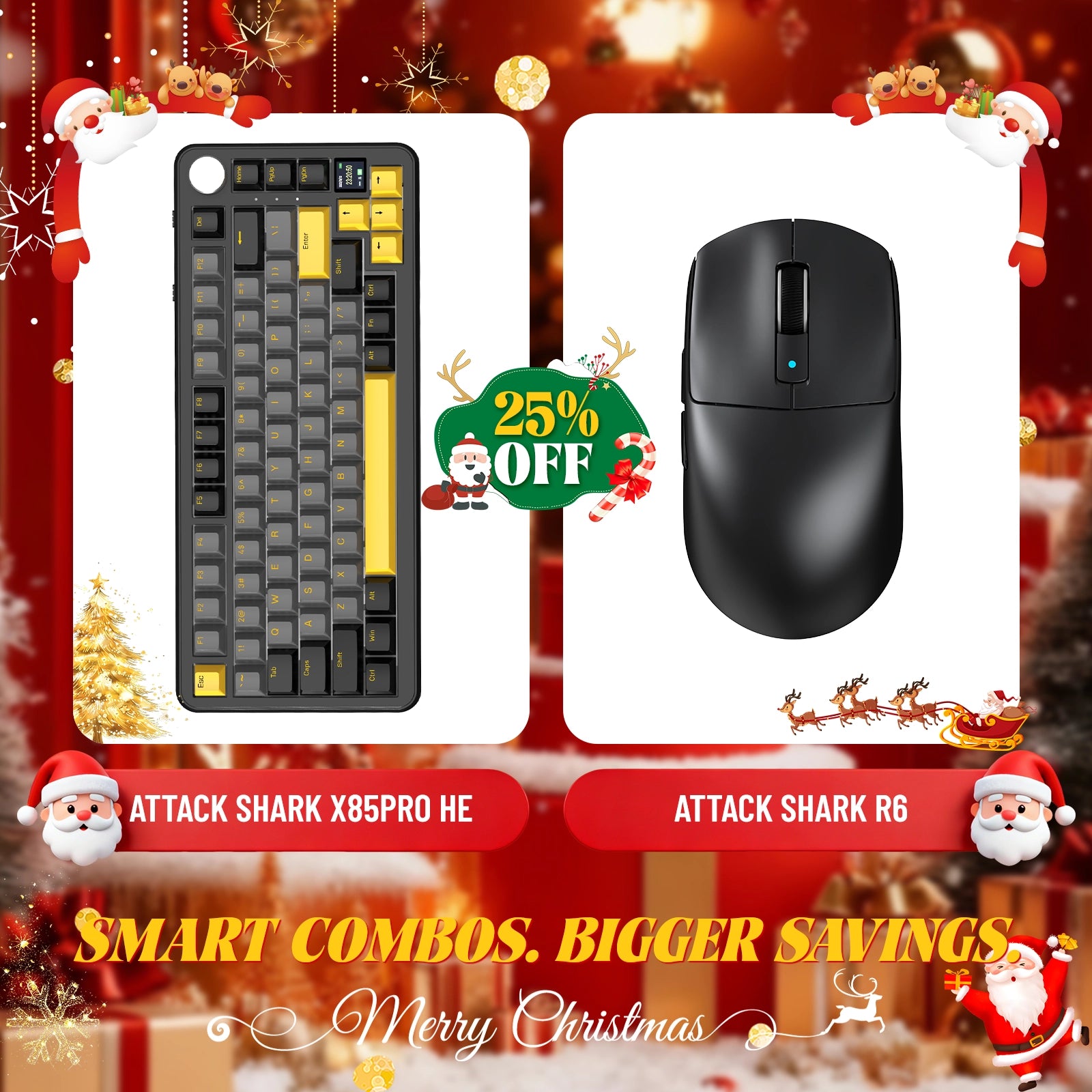 ATTACK SHARK X85PRO Tri-mode Gasket Mechanical Keyboard + R6 Wireless Gaming Mouse Bundle