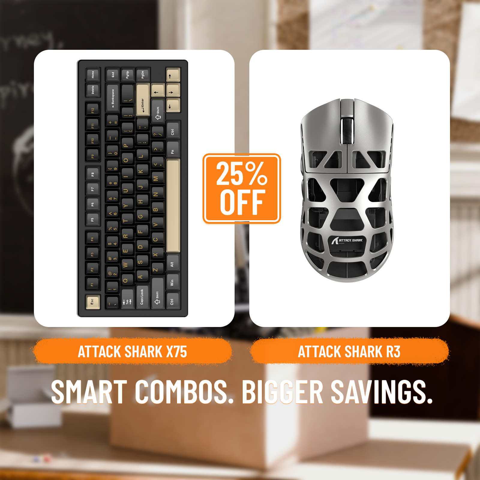 ATTACK SHARK X75 Full Aluminum Keyboard + R3 Magnesium Alloy Gaming Mouse Bundle