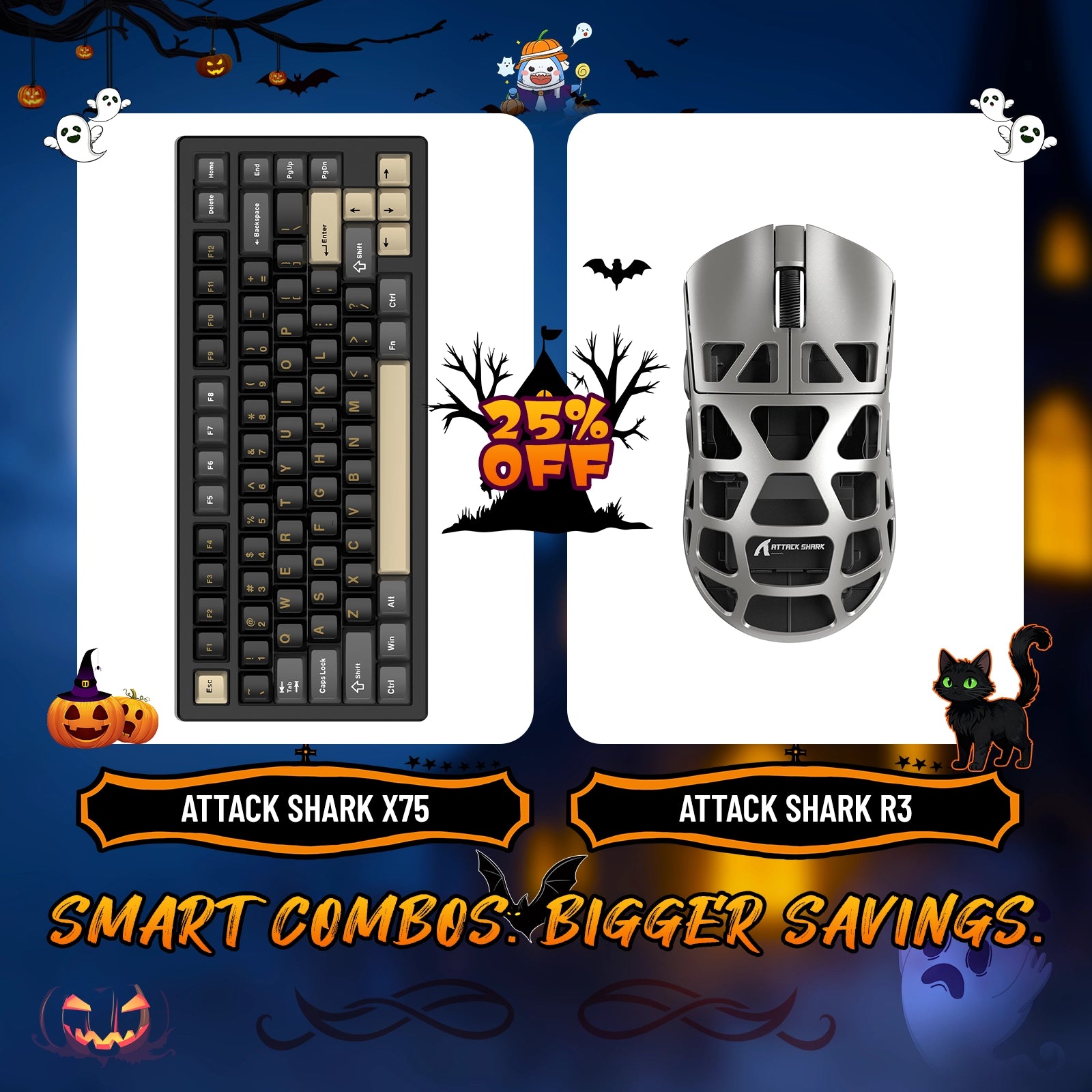 ATTACK SHARK X75 Vollaluminium-Tastatur + R3 Magnesiumlegierung-Gaming-Maus-Paket