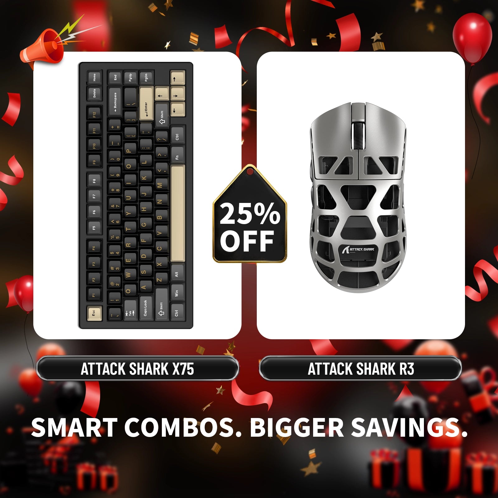 まとめ売りFIFINE ATTACK SHARK Steinberg Pixio ATTACK SHARK X75 Full Aluminum Keyboard + R3 Magnesium Alloy Gaming Mo
