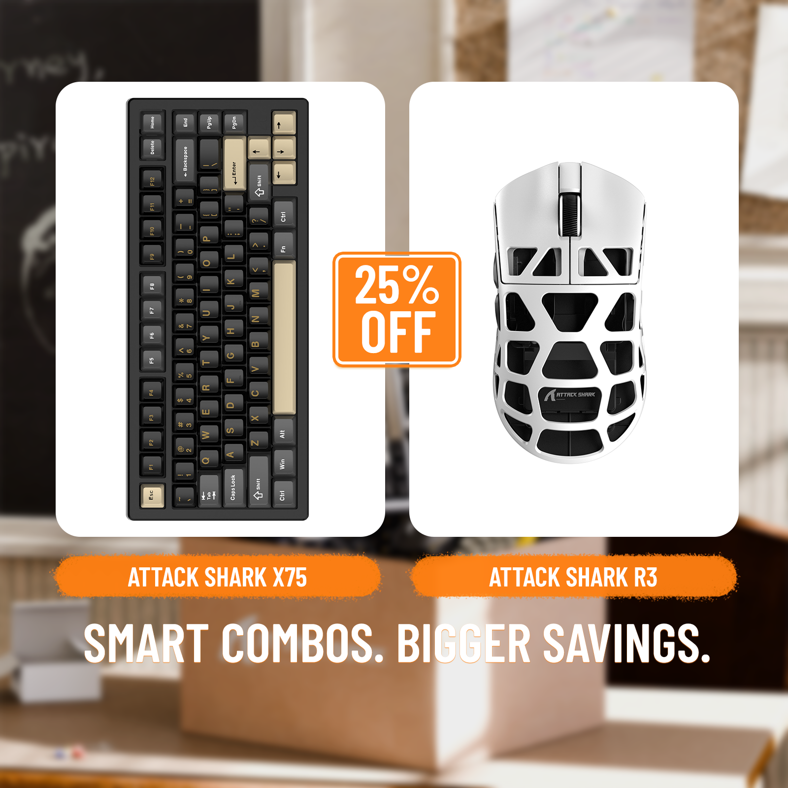 ATTACK SHARK X75 Full Aluminum Keyboard + R3 Magnesium Alloy Gaming Mouse Bundle
