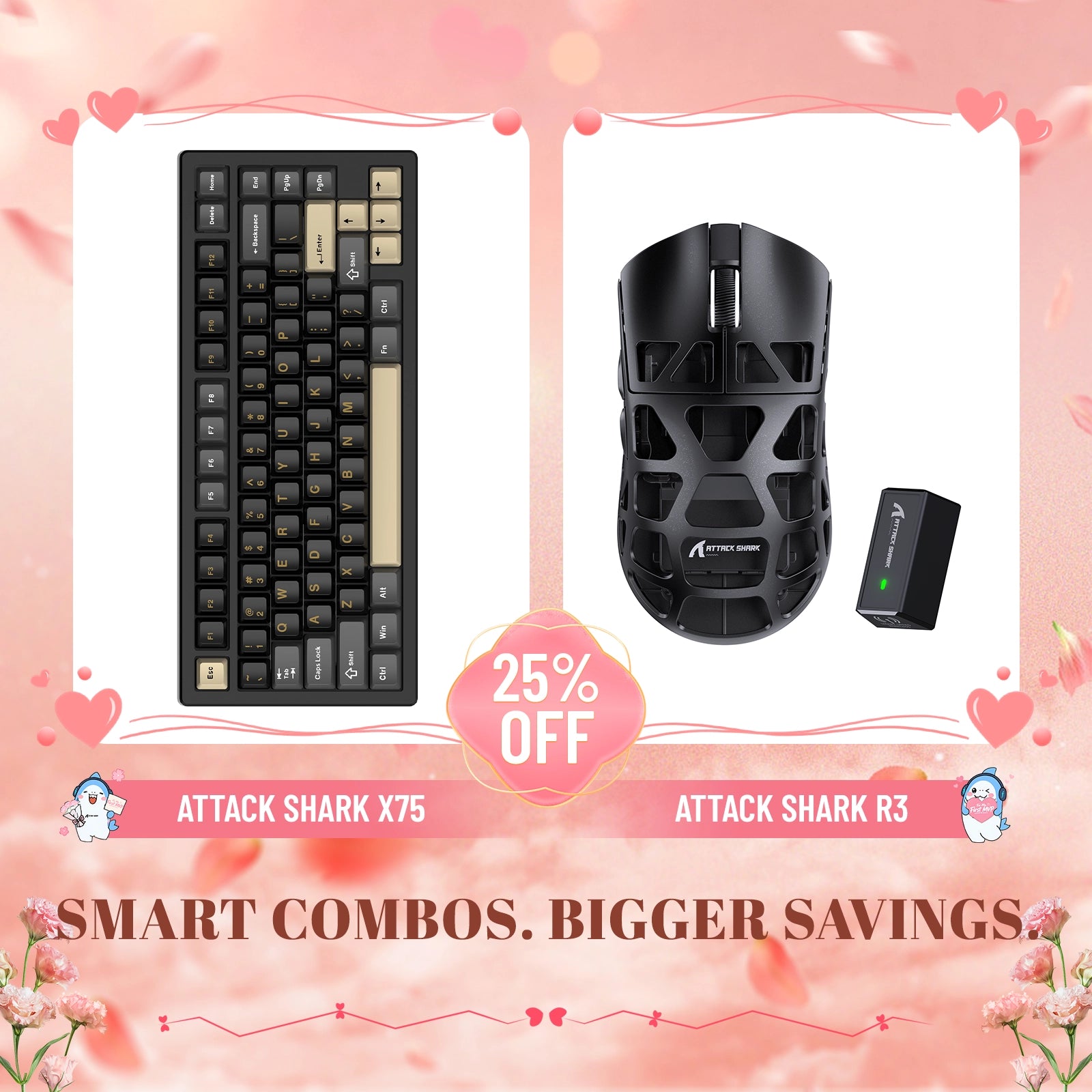 ATTACK SHARK X75 Full Aluminum Keyboard + R3 Magnesium Alloy Gaming Mouse Bundle