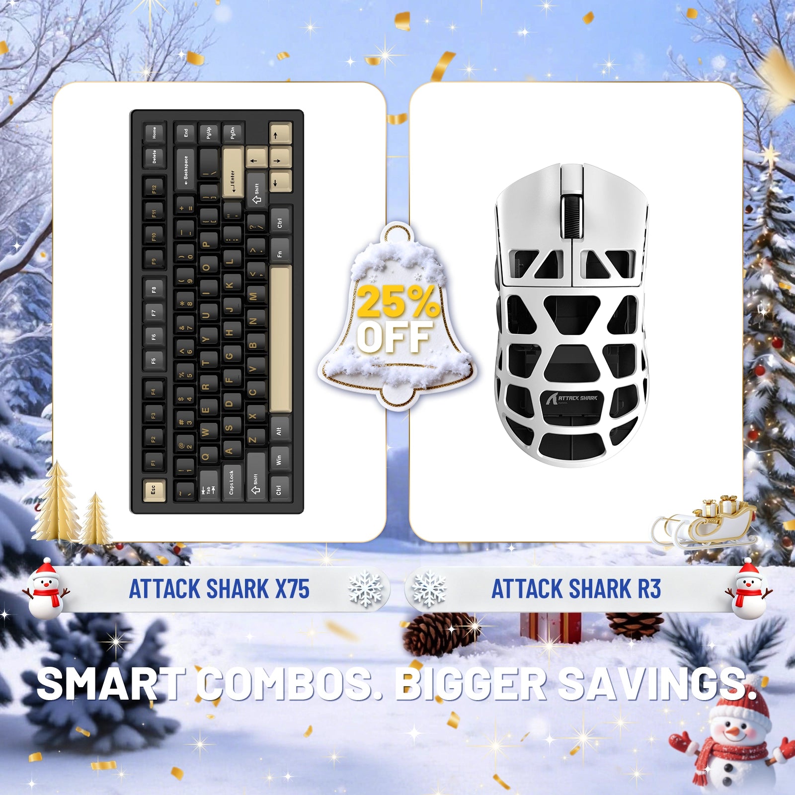 ATTACK SHARK X75 Full Aluminum Keyboard + R3 Magnesium Alloy Gaming Mouse Bundle