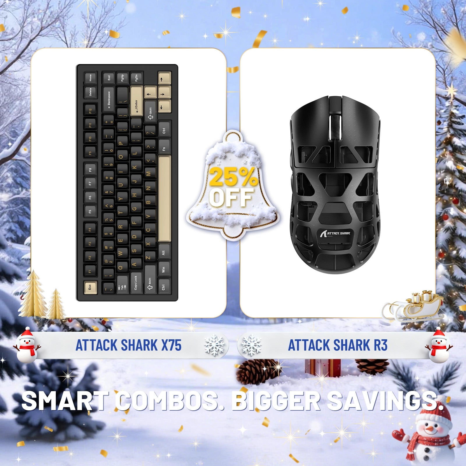 ATTACK SHARK X75 Full Aluminum Keyboard + R3 Magnesium Alloy Gaming Mouse Bundle