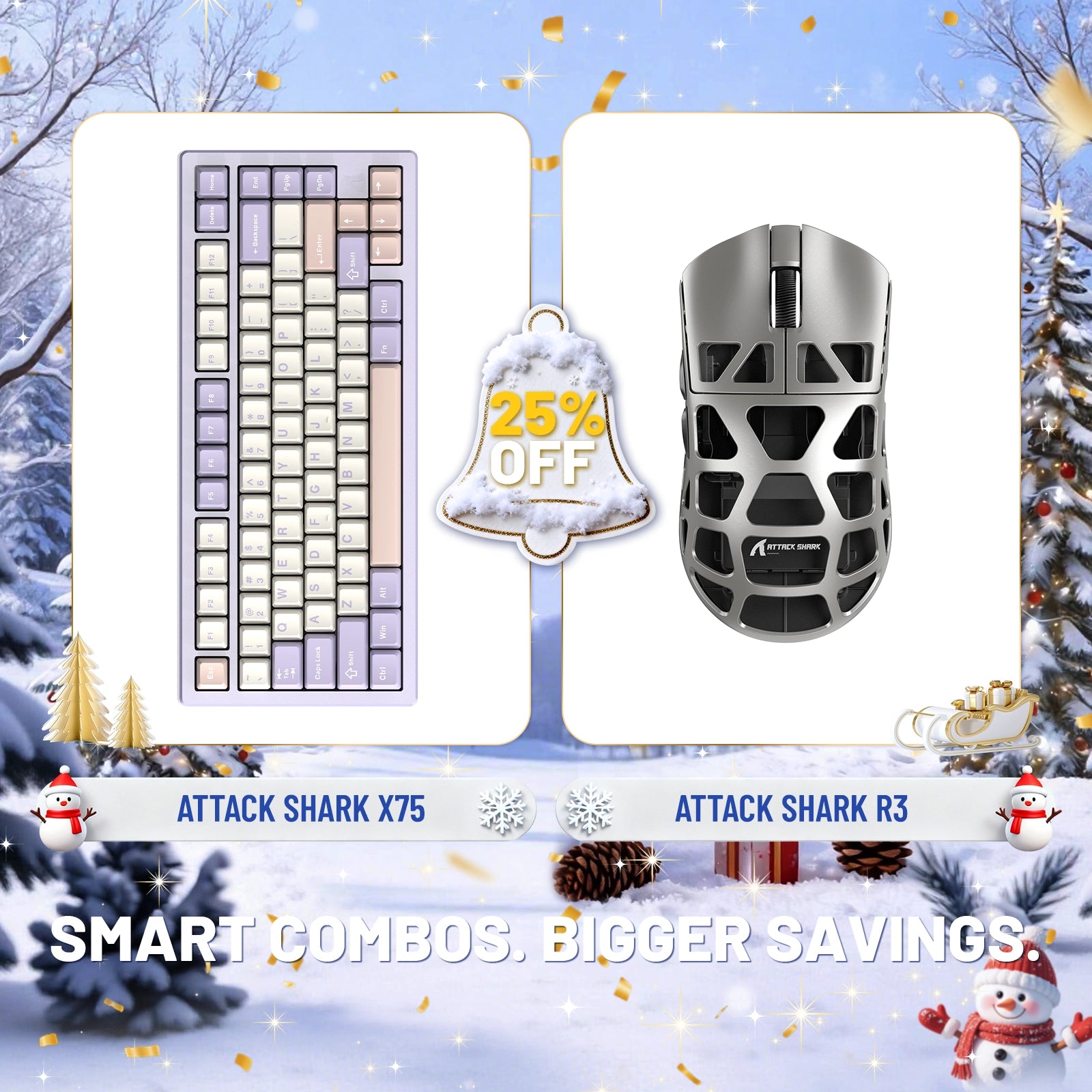ATTACK SHARK X75 Full Aluminum Keyboard + R3 Magnesium Alloy Gaming Mouse Bundle