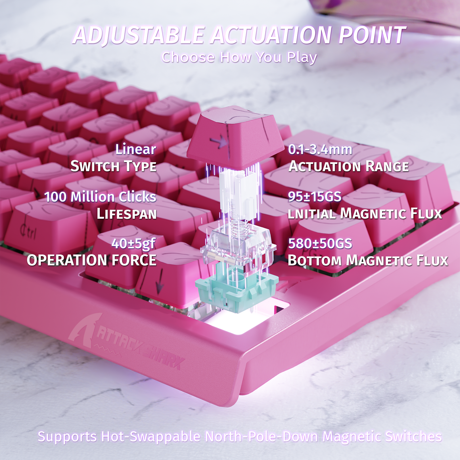 ATTACK SHARK X68 HE Rapid Trigger Keyboard Magnetic Switch