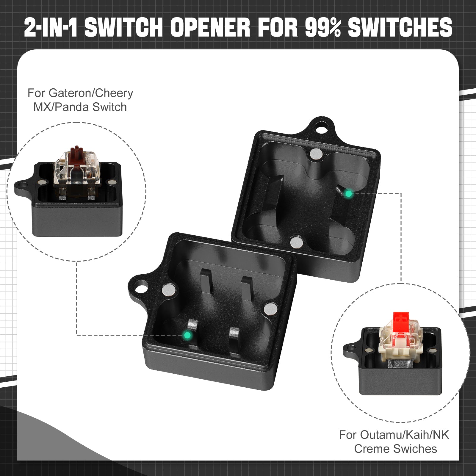 2-in-1 switch opener compatible with Gateron and Cherry MX switches