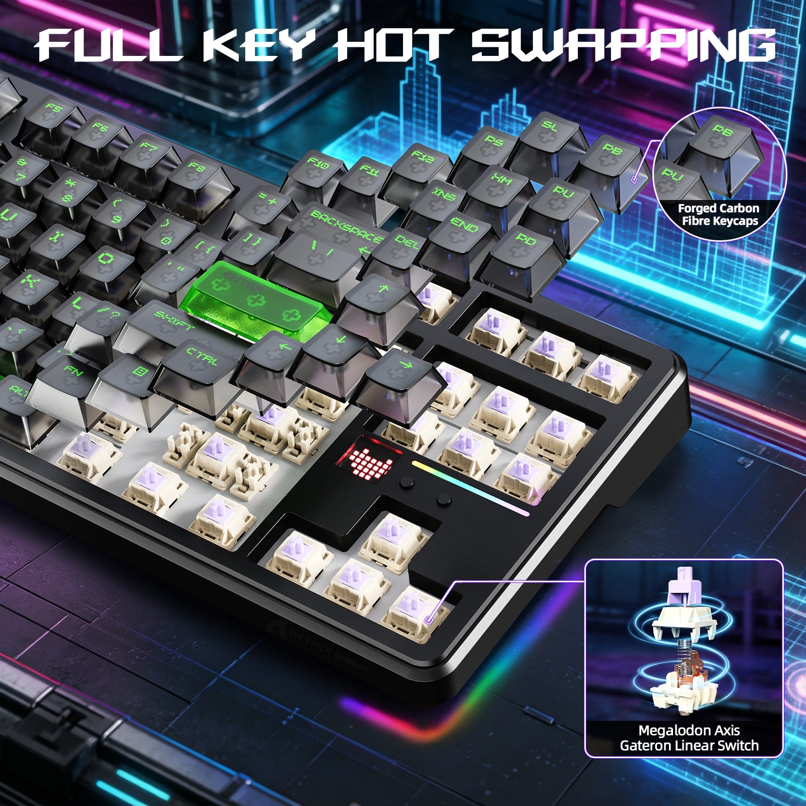 ATTACK SHARK X87 ULTRA 무선 게이밍 키보드 8KHz 수신기 및 RGB 코일 케이블 포함
