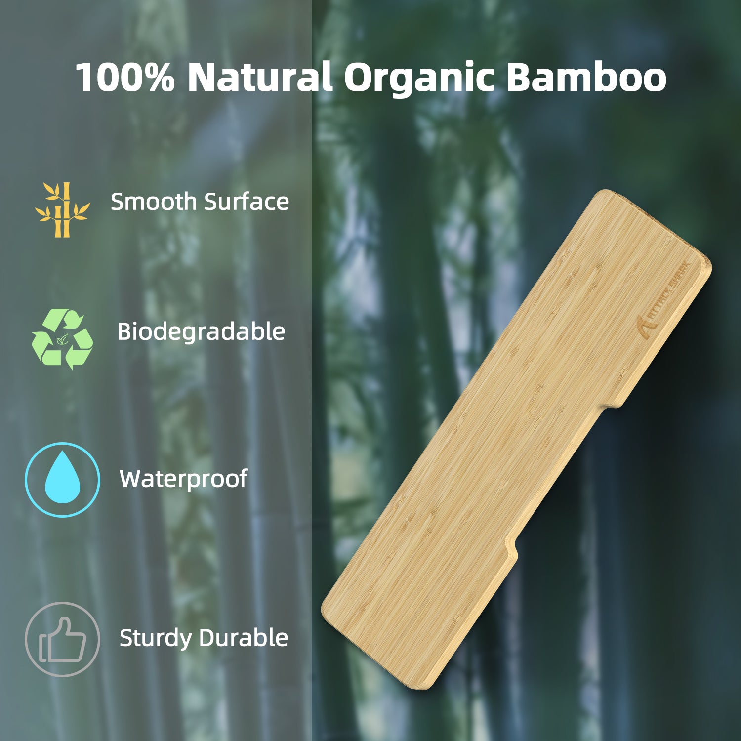 100% natural organic bamboo wrist rest with eco-friendly features.