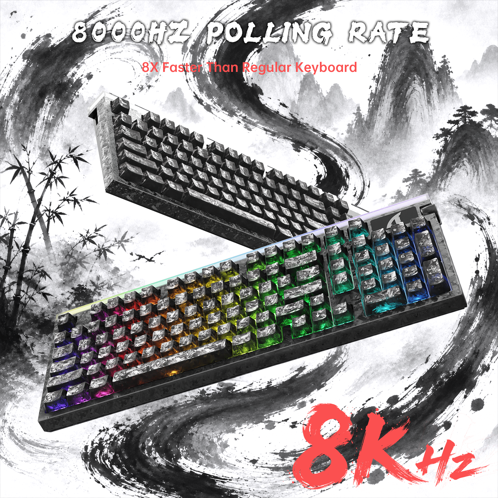 ATTACK SHARK R98 HE カーボンファイバー有線ラピッドトリガー磁気スイッチキーボード C01 Ultra RGB コイルケーブル付き