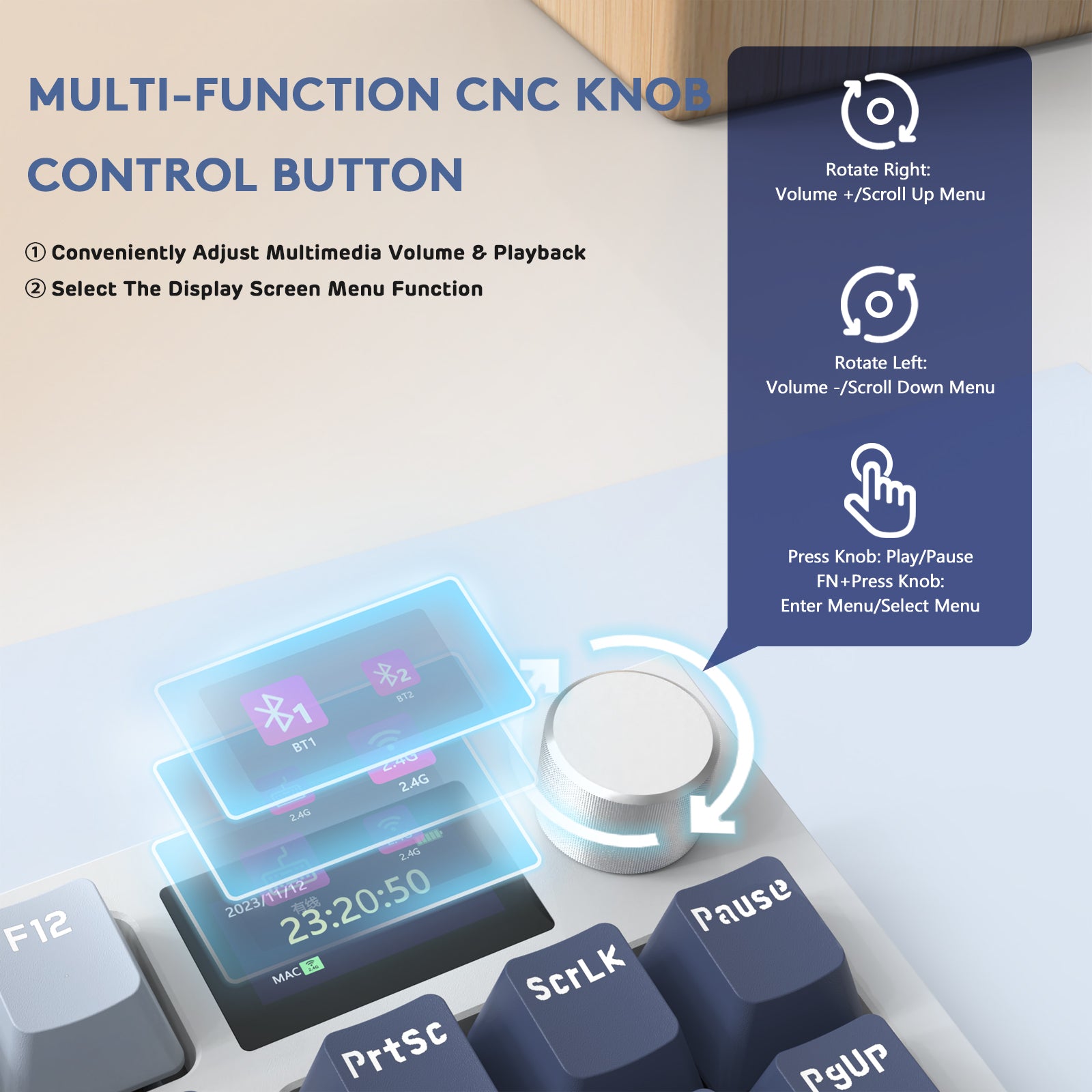 K86PRO mechanical keyboard CNC knob for volume and display menu control