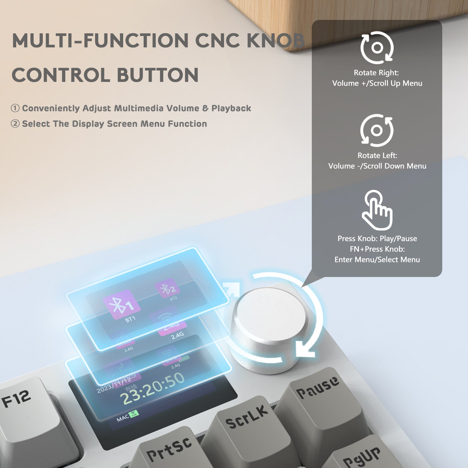 K86PRO keyboard multi-function CNC knob for volume control and menu navigation