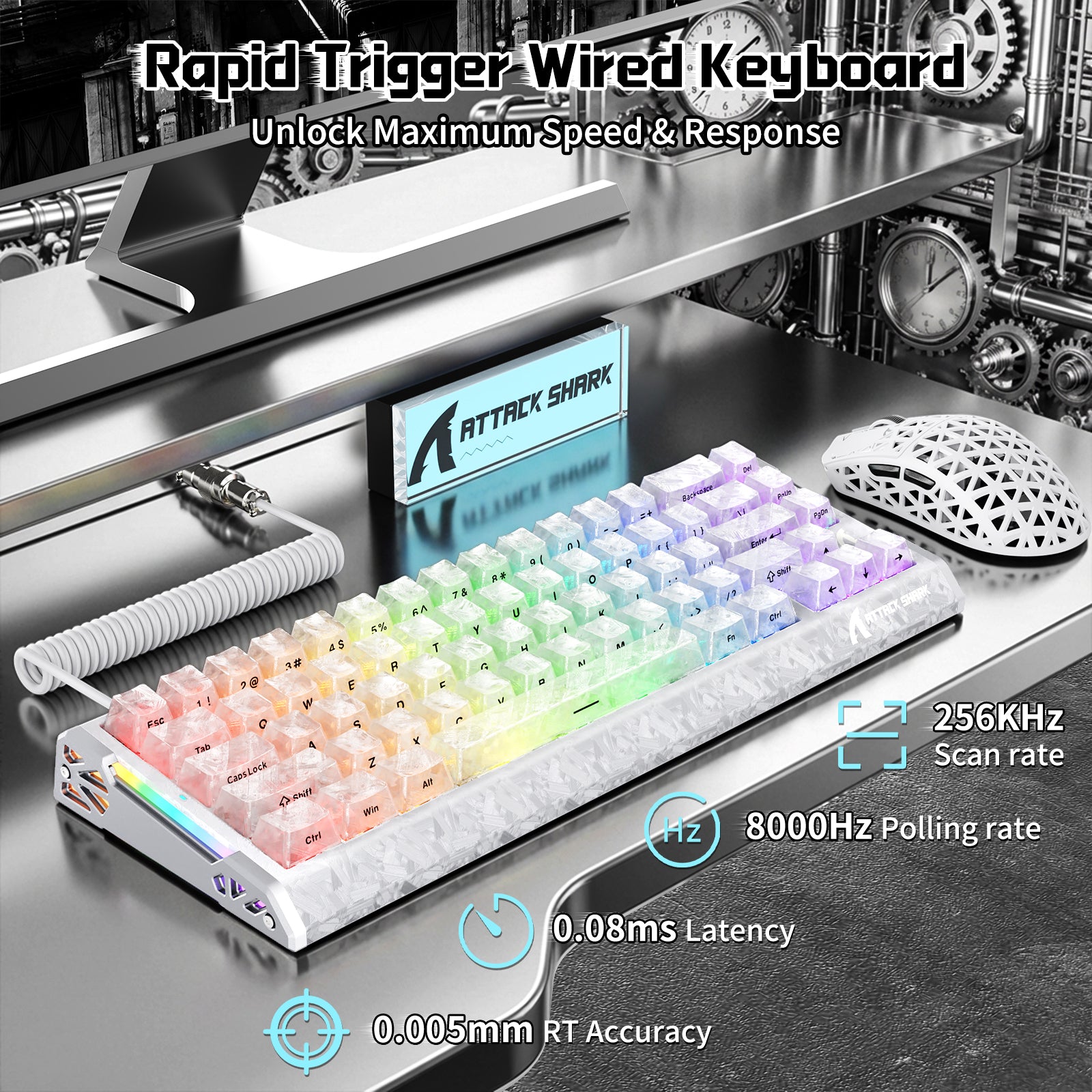 ATTACK SHARK R68 HE & R5 ULTRA カーボンファイバーゲーミングバンドル（C01ULTRAコイルケーブル付き）