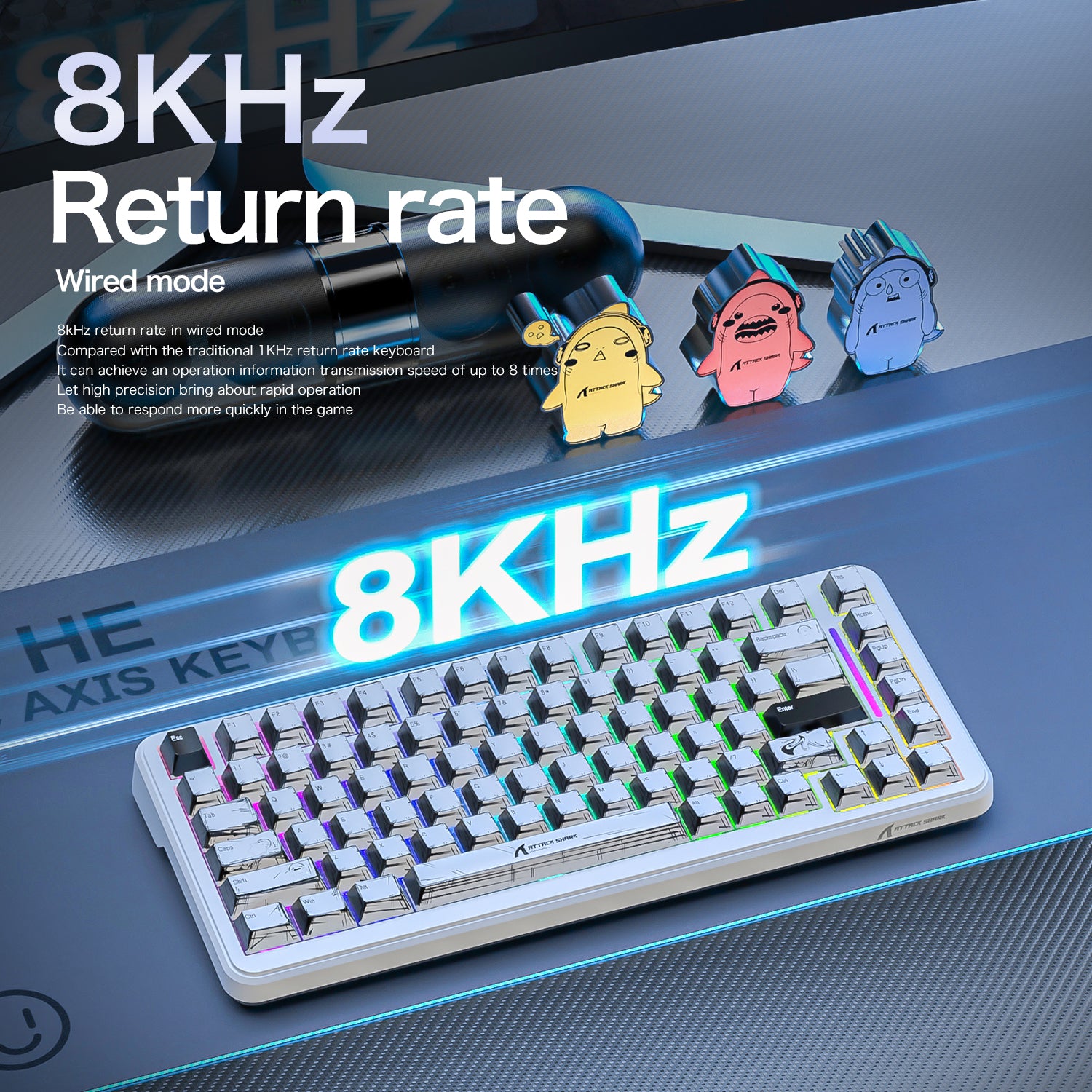 ATTACK SHARK X82PRO HE Wireless Rapid Trigger Gaming Keyboard Magnetic Switch