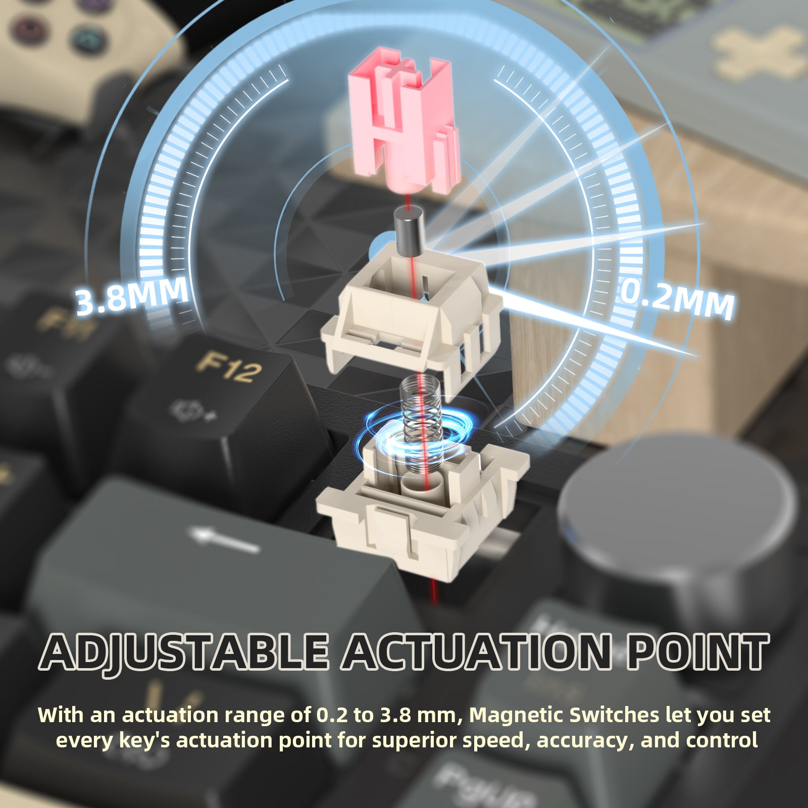 K85 keyboard magnetic switch with adjustable actuation point diagram