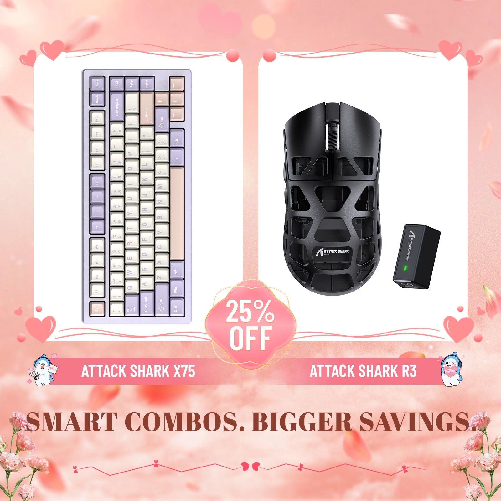 ATTACK SHARK X75 Vollaluminium-Tastatur + R3 Magnesiumlegierung Gaming-Maus Bundle